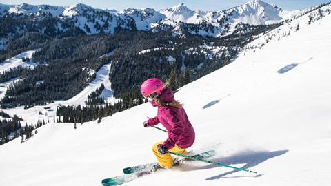 Female skier at Crystal Mountain