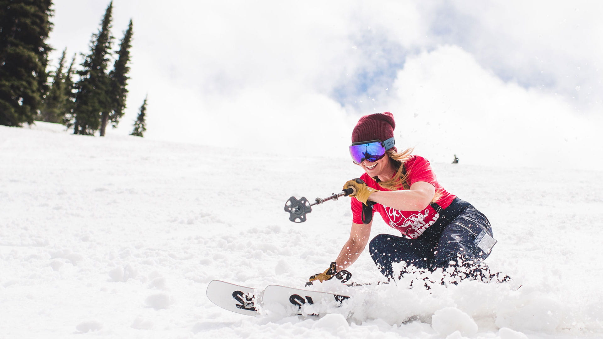 Skier in spring