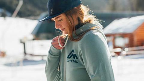 Wearing Crystal branded gear