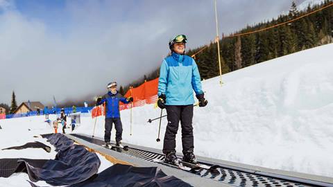 Skier on beginner terrain