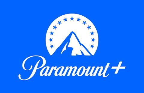 Paramount+ logo on a blue background, a partner of Crystal Mountain Resort