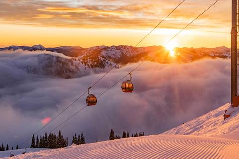 Sunrise overlooking Crystal Mountain in Washington state 