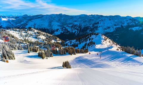 Freshly groomed trail at Crystal Mountain Resort in Washington state