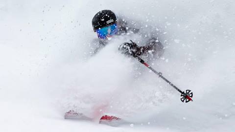 Skiing powder at Crystal Mountain